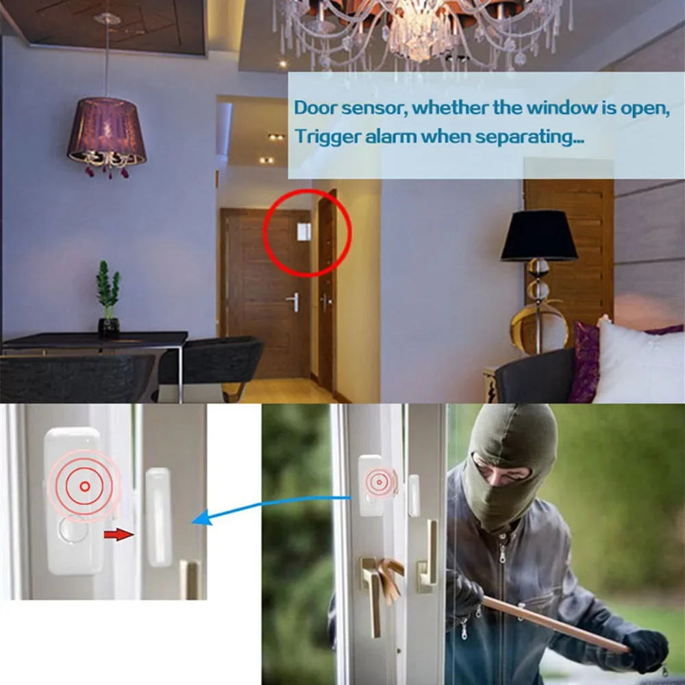 PGST Wireless 433MHz Magnetic Window Door Sensor for Alarm System Home Burglar Kits Security Door Lock Switch Host Accessories
