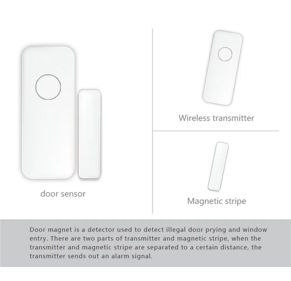 PGST Wireless 433MHz Magnetic Window Door Sensor for Alarm System Home Burglar Kits Security Door Lock Switch Host Accessories
