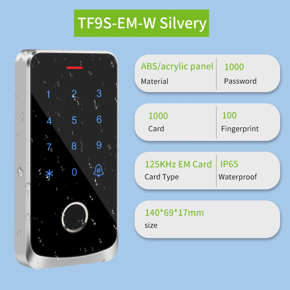 Access Control System IP67 Waterproof RFID EM Door Lock Opener Keypad Backlight Touch Screen Wiegand 26 34 Card Reader
