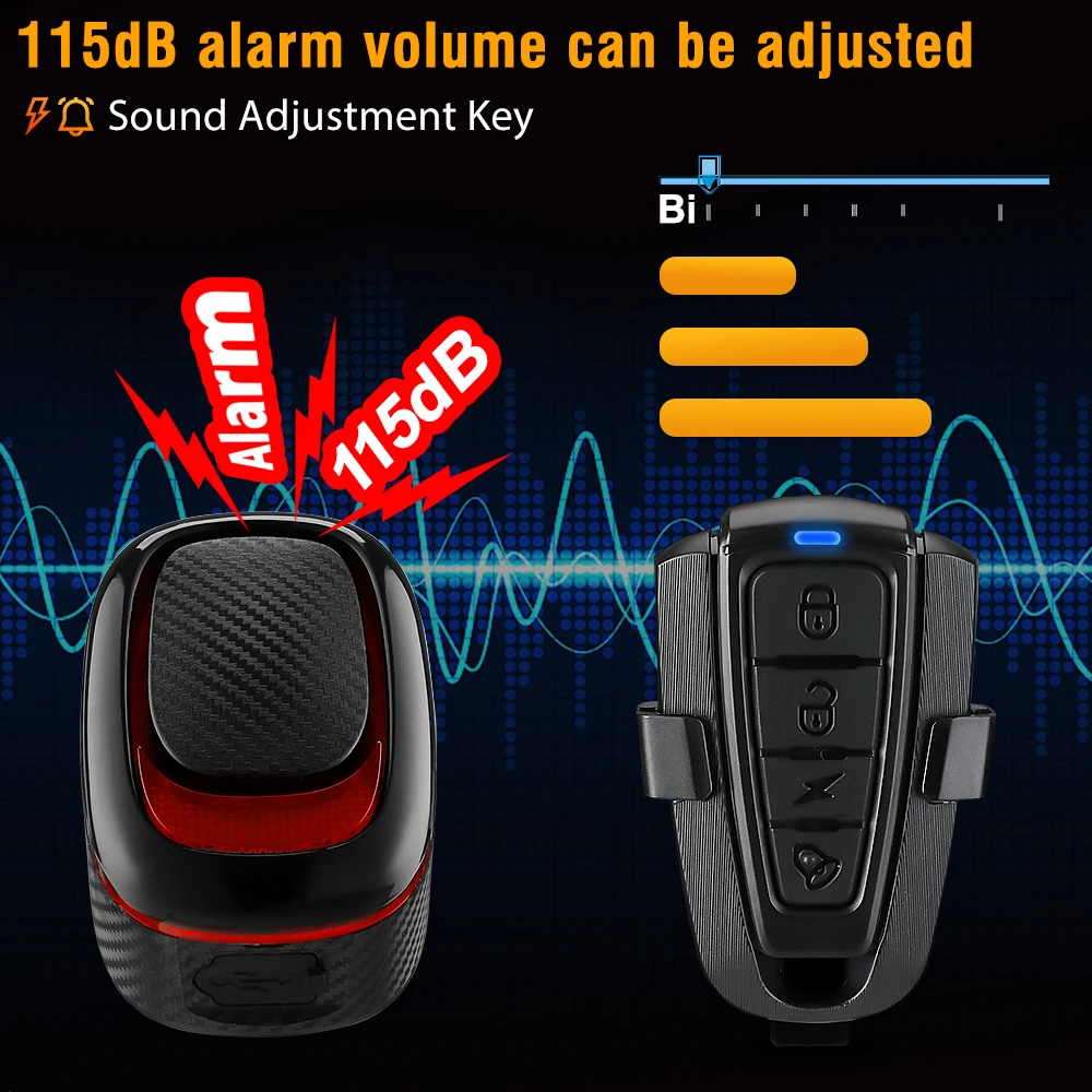 Bicycle Alarm Taillight Anti Theft Bike Light Smart Auto Brake Sensing Remote Control USB Charging Waterproof Lamp
