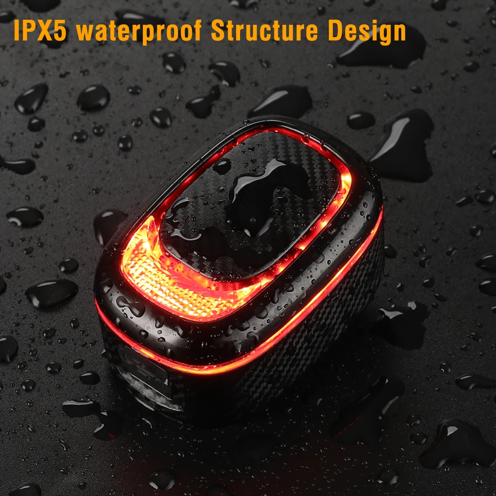 Bicycle Alarm Taillight Anti Theft Bike Light Smart Auto Brake Sensing Remote Control USB Charging Waterproof Lamp