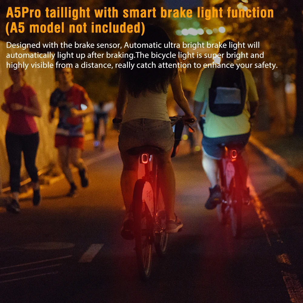 Bicycle Alarm Taillight Anti Theft Bike Light Smart Auto Brake Sensing Remote Control USB Charging Waterproof Lamp