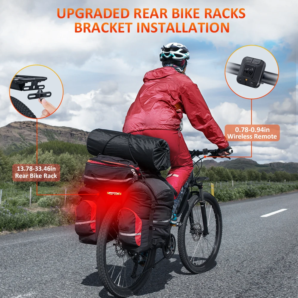 Awapow Bicycle Alarm Anti Theft Bike Taillight Alarm LED Waterproof Tail Light With Mounting Bracket 5In1 Intelligent Bike Lamp