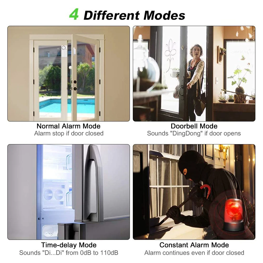 New Freezer Door Alarm with Delay 3/15/30/60 Seconds Adjustable Delay Refrigerator Alarm Wireless Door Open Ala
