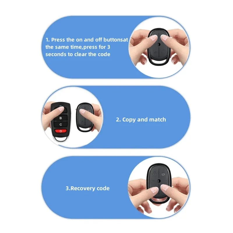 1-5pcs 433MHz Four-Key Copy Wireless Remote Control for Electric Garage Access Electric Lane Gate Battery Powered Self Copy Remo