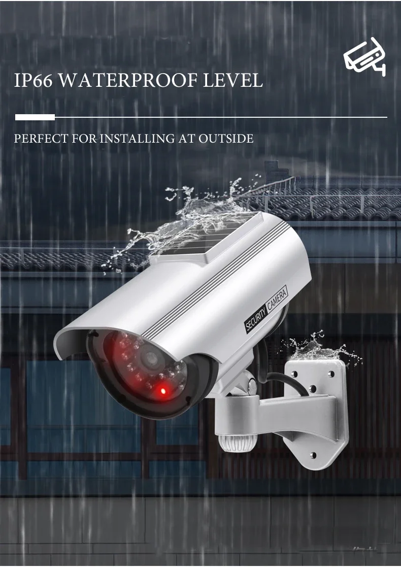 Solar Powered Waterproof Fake Camera Red Flashing Leds For Home Office Surveillance System Scare Theft Dummy CCD Security Camera