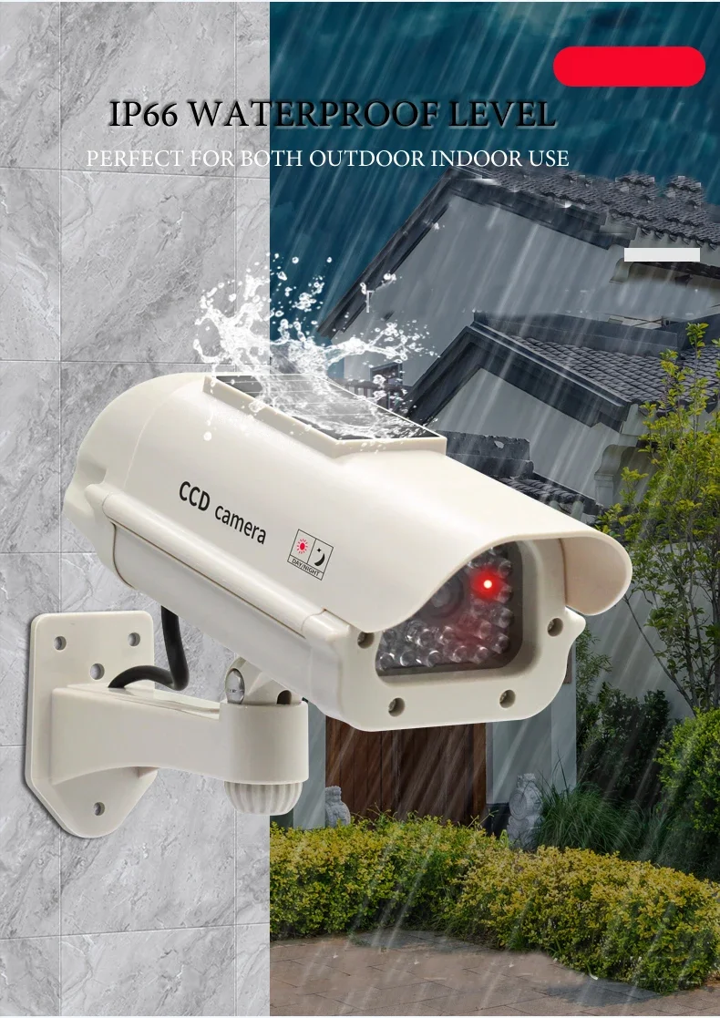 Solar Powered Waterproof Fake Camera Red Flashing Leds For Home Office Surveillance System Scare Theft Dummy CCD Security Camera