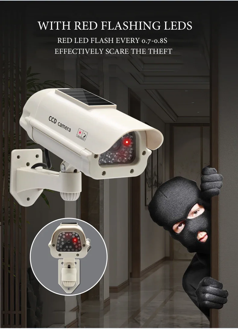 Solar Powered Waterproof Fake Camera Red Flashing Leds For Home Office Surveillance System Scare Theft Dummy CCD Security Camera
