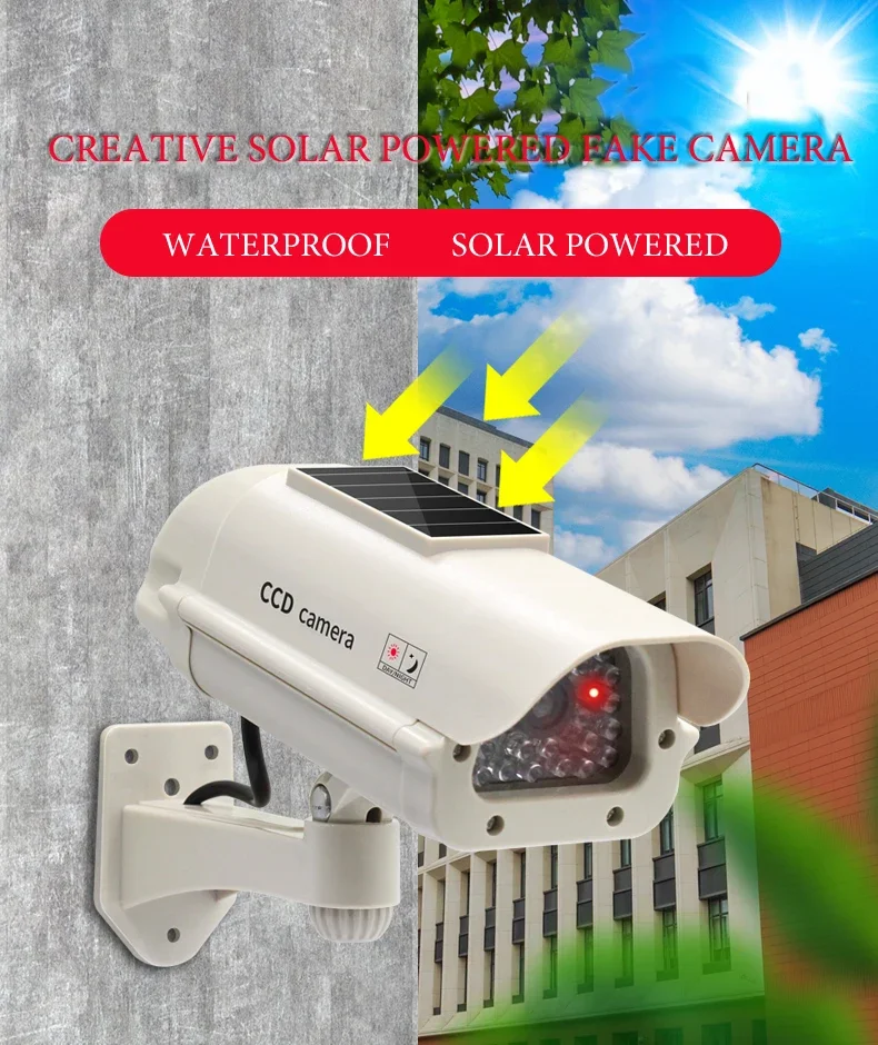 Solar Powered Waterproof Fake Camera Red Flashing Leds For Home Office Surveillance System Scare Theft Dummy CCD Security Camera