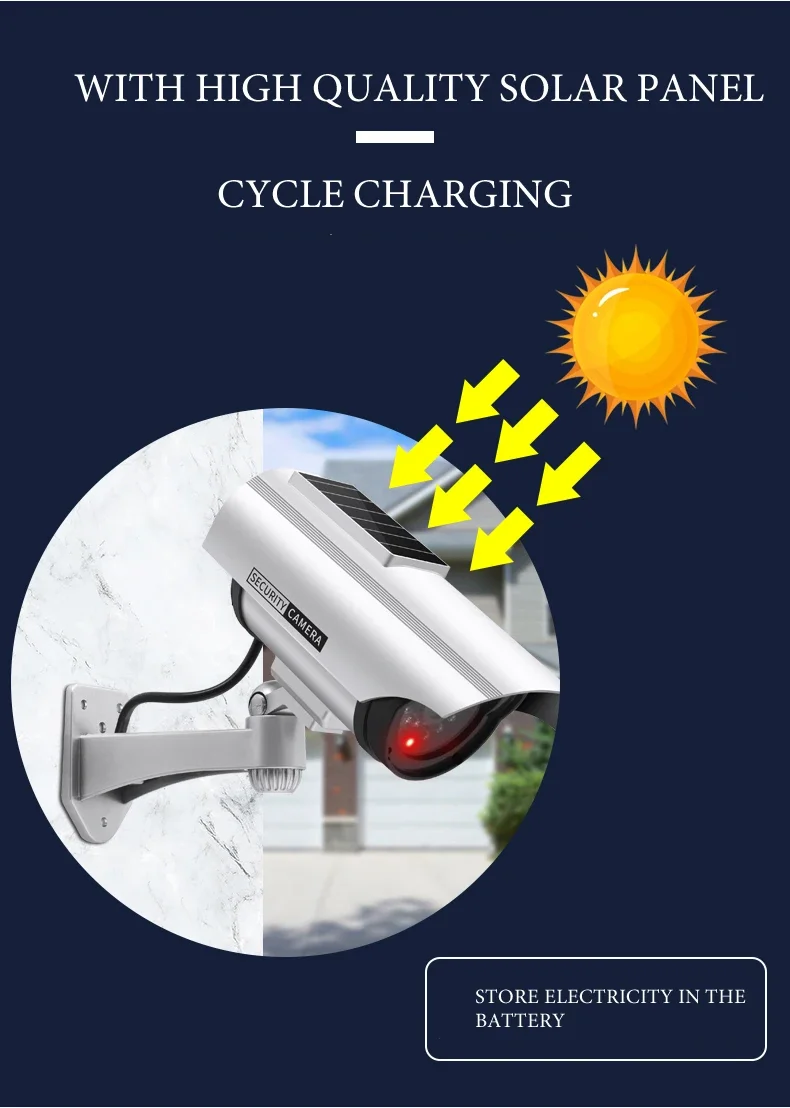 Solar Powered Waterproof Fake Camera Red Flashing Leds For Home Office Surveillance System Scare Theft Dummy CCD Security Camera