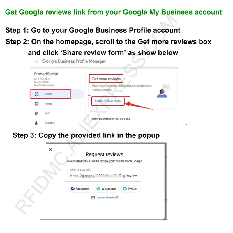 Instagram NFC Stand Display for Google Review Facebook Whatsapp Social Mediea APP