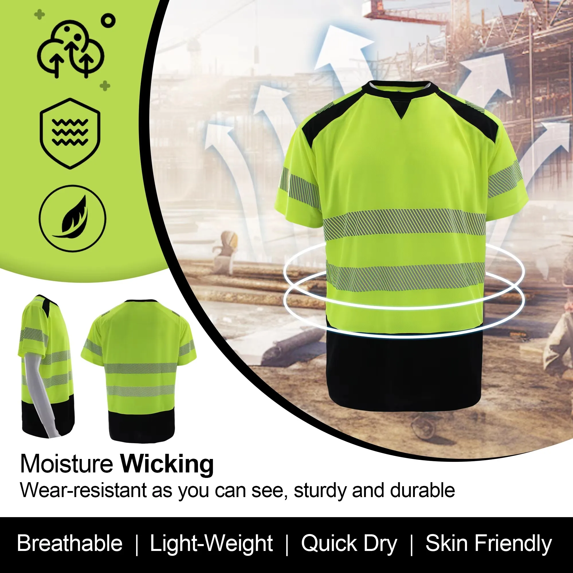 New Arrival Short Sleeve Safety T Shirt Orange High Visibility Reflective Shirt with Pockets Hi Vis Work Shirt