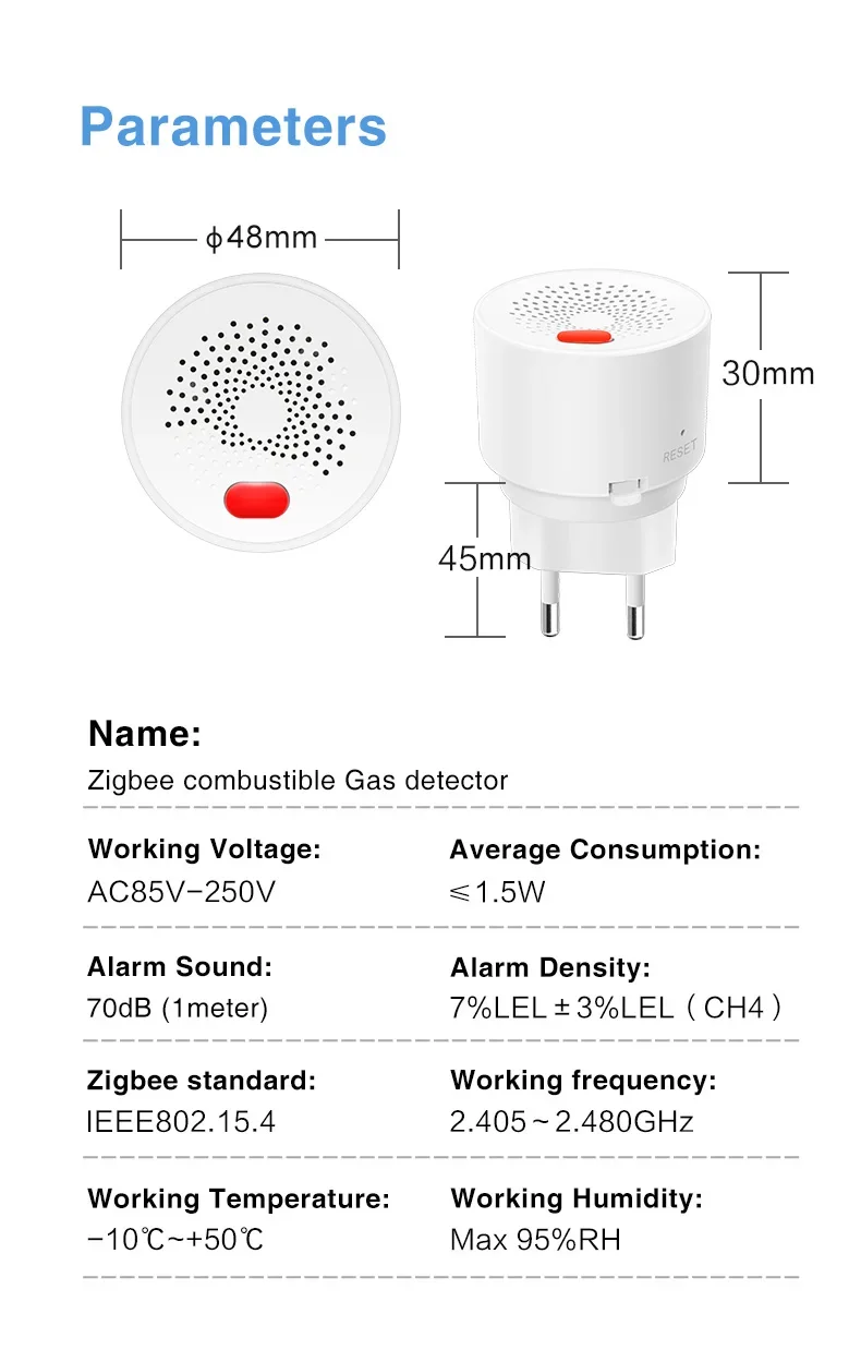Smart Gas Monitoring, Real-Time Detection, Safeguard Your Home, Tuya Zigbee Gas Detector, Compatible With Alexa And Google Home.