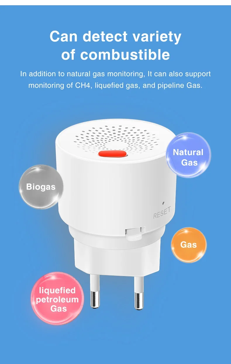 Smart Gas Monitoring, Real-Time Detection, Safeguard Your Home, Tuya Zigbee Gas Detector, Compatible With Alexa And Google Home.
