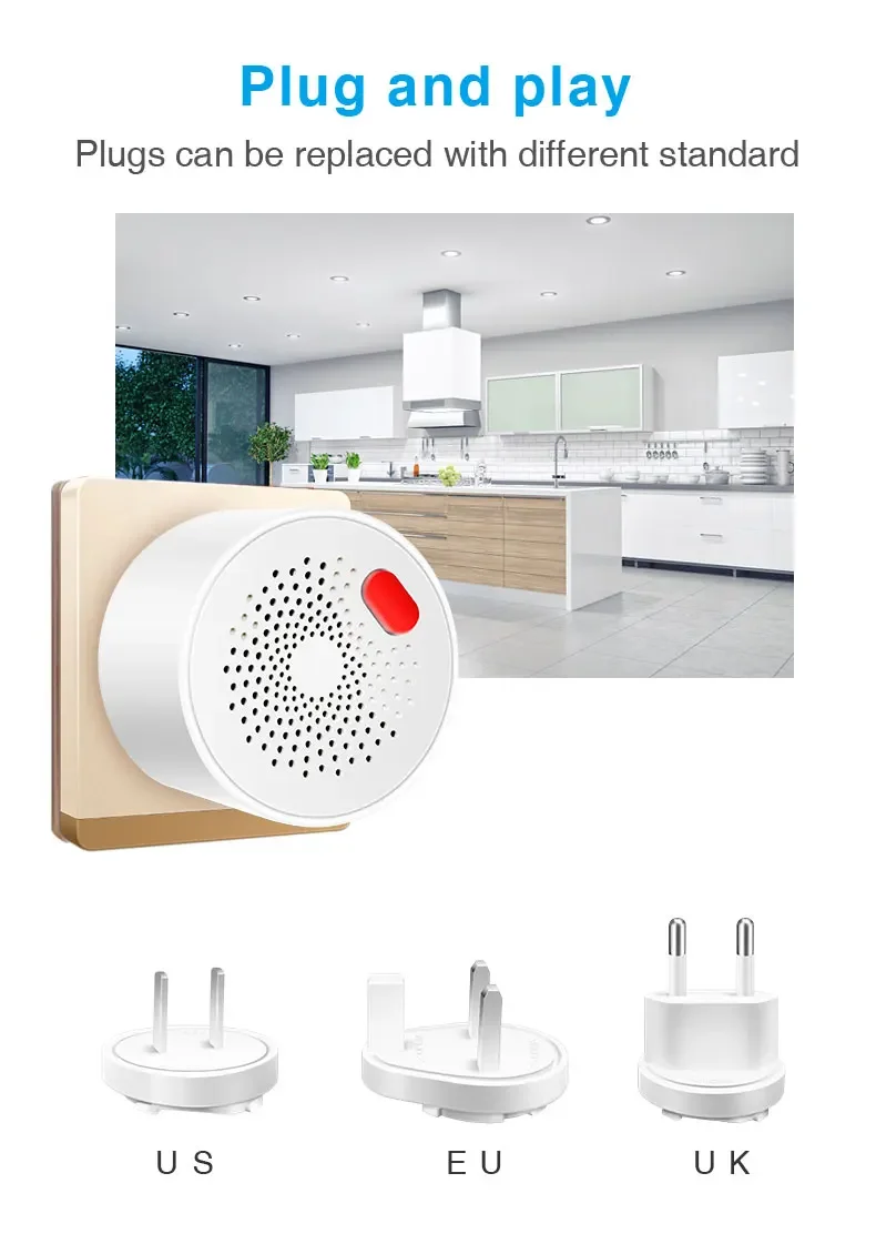 Smart Gas Monitoring, Real-Time Detection, Safeguard Your Home, Tuya Zigbee Gas Detector, Compatible With Alexa And Google Home.