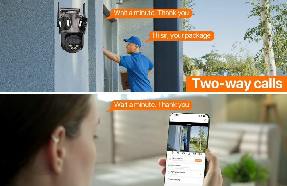 Three Screen WIFI IP Camera Outdoor 4K Dual Lens PTZ Camera AI Human Detection IP66 Waterproof CCTV Video Security Camera ICsee