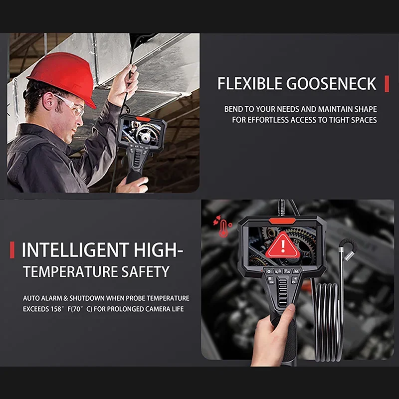 Articulating Borescope with 4.3'' Monitor 1080P 3.9MM HD Steerable Endoscope Camera with Articulated Probe For Engine Inspect