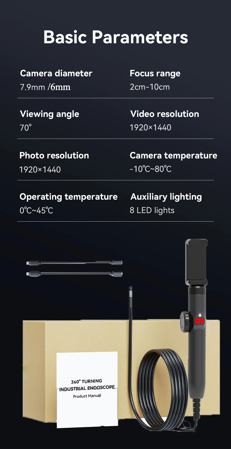 Articulating Borescope with 4.3'' Monitor 1080P 3.9MM HD Steerable Endoscope Camera with Articulated Probe For Engine Inspect