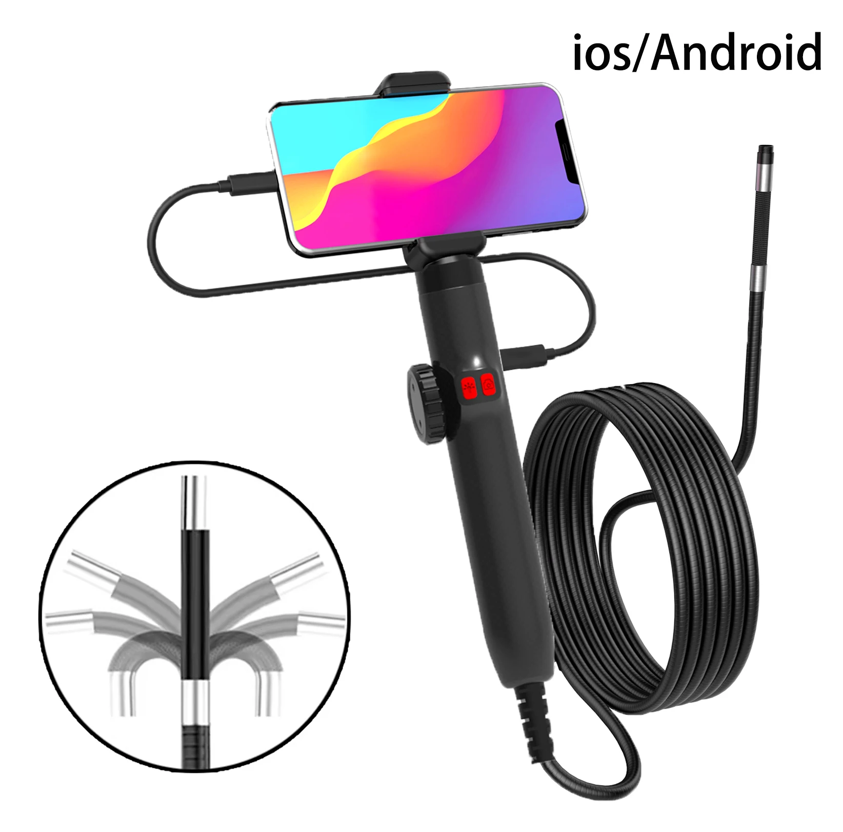 Articulating Borescope with 4.3'' Monitor 1080P 3.9MM HD Steerable Endoscope Camera with Articulated Probe For Engine Inspect