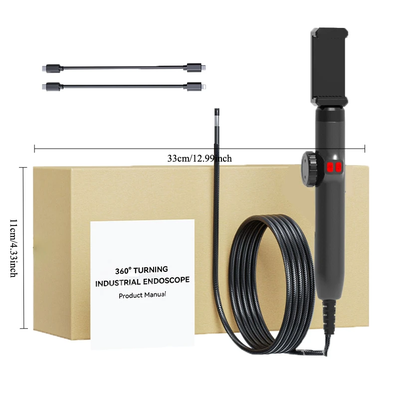 Articulating Borescope with 4.3'' Monitor 1080P 3.9MM HD Steerable Endoscope Camera with Articulated Probe For Engine Inspect