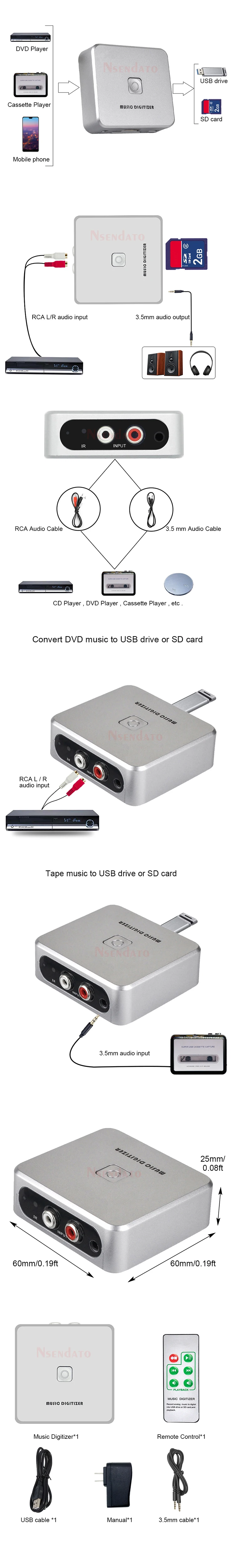 EZCAP 241 Music Digitizer Audio Capture Recorder Box Convert old analog Music Cassette Player to MP3 SD Card USB Flash Disk File