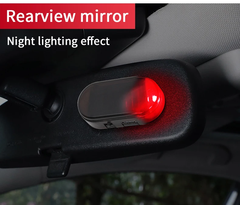 2PCS Solar Powered Car Fake Security Light Blue/Red Simulated Wireless Warning Lights Anti-Theft Alarm Flashing Signal Lamp