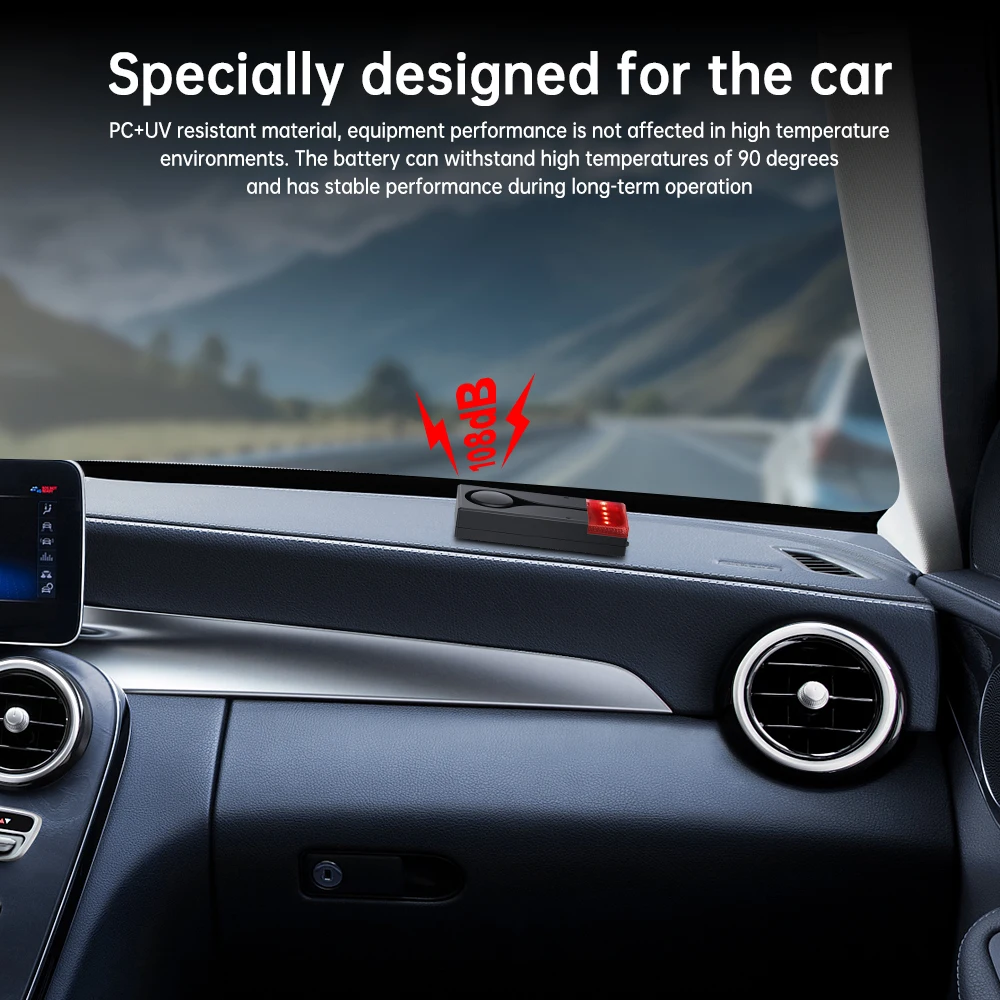 Wireless Car Vibration Alarm With Light 108dB Loud Car Door And Window Anti Theft Alarm Bike Motorcycle Security Alarm