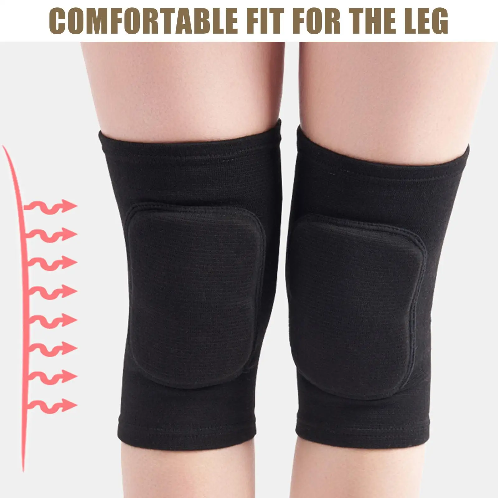 1 Pair Sports Compression Knee Pads Elastic Knee Protector Thickened Sponge Knees Brace Support For Dancing Workout Training