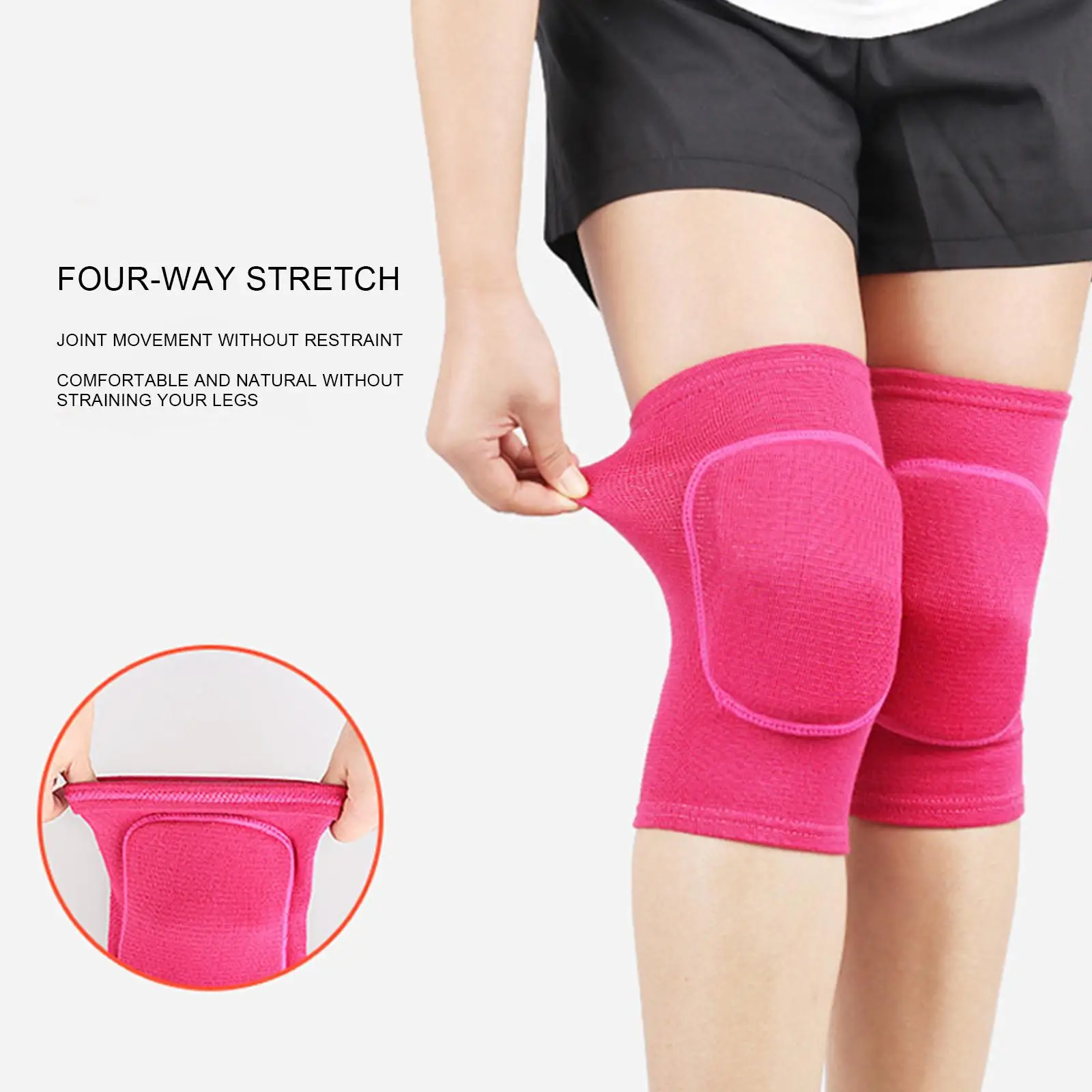 1 Pair Sports Compression Knee Pads Elastic Knee Protector Thickened Sponge Knees Brace Support For Dancing Workout Training