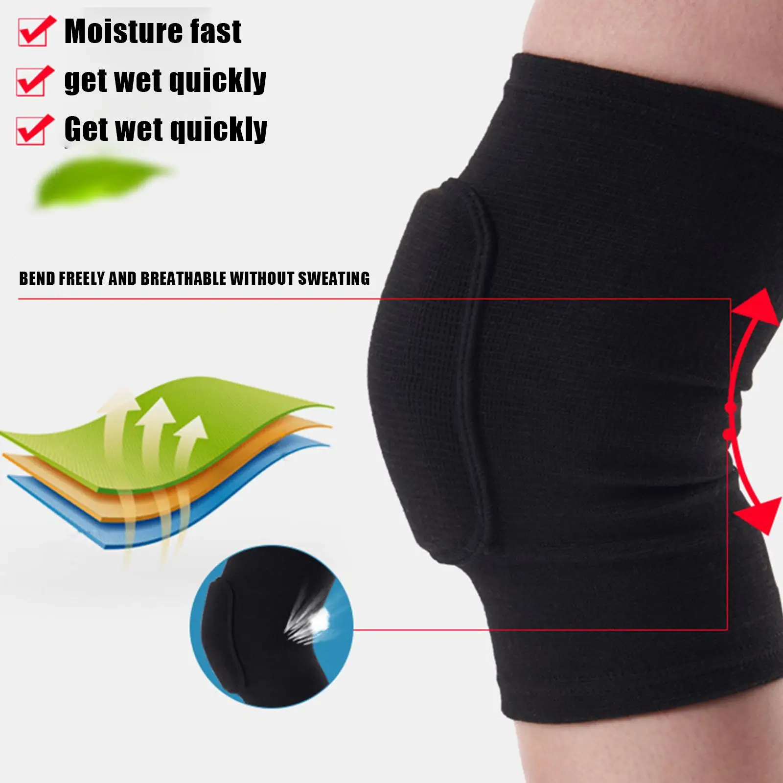 1 Pair Sports Compression Knee Pads Elastic Knee Protector Thickened Sponge Knees Brace Support For Dancing Workout Training