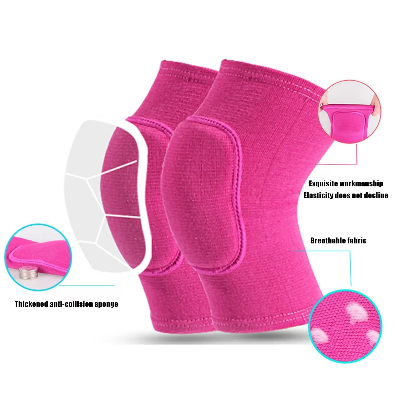 1 Pair Sports Compression Knee Pads Elastic Knee Protector Thickened Sponge Knees Brace Support For Dancing Workout Training