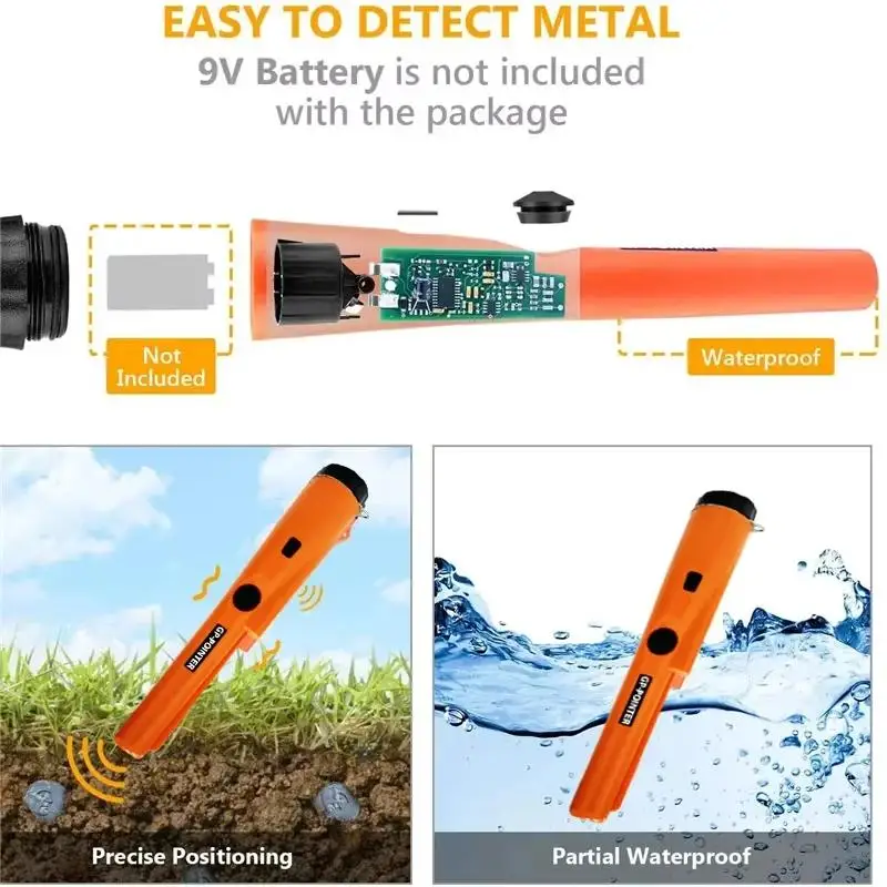 Handheld Metal Detector GP-pointer Pinpointing For Treasure Search Waterproof Positioning Rod Detecting With Bracelet Lights LED