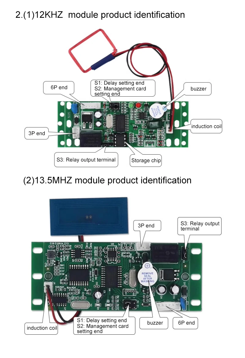 125Khz/13.56Mhz Proximity Rfid Reader Access Control PCB Board intercom module Embedded Access Control module 15000 user