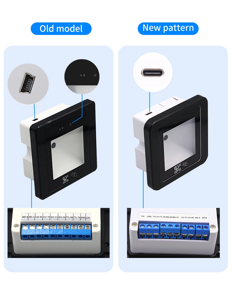 QR Code RFID Reader 125khz EM 13.56mhz MF Access Card Reader Scanner USB/Wiegand/RS232/485 2D QRCode BarCode Scanner