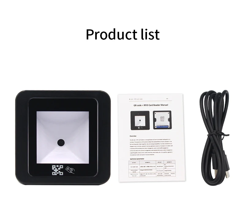QR Code RFID Reader 125khz EM 13.56mhz MF Access Card Reader Scanner USB/Wiegand/RS232/485 2D QRCode BarCode Scanner