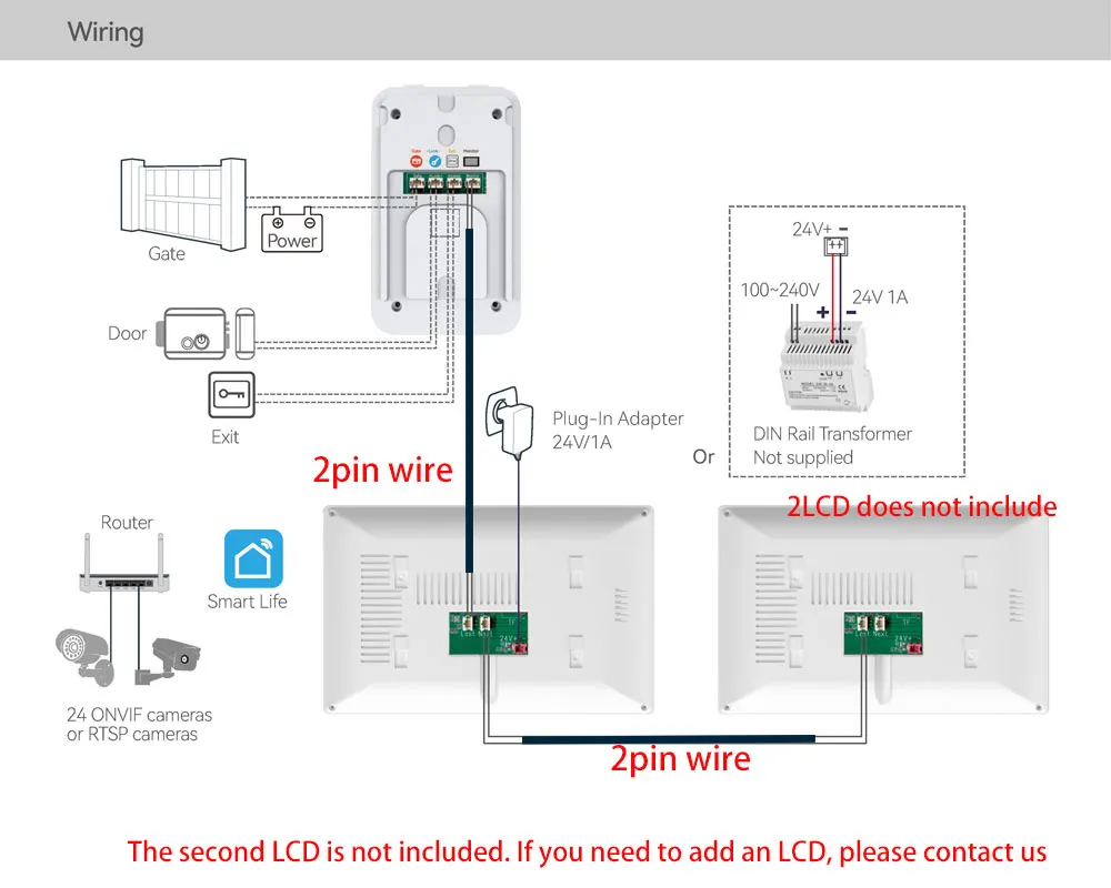 HD 1080P 2 Wire 7/10inch Touch Monitor WiFi Intercom Door Bell Video Intercom System For Home Doorphone Tuya Smart Life APP