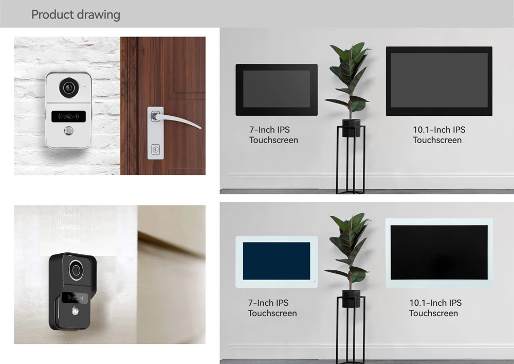 HD 1080P 2 Wire 7/10inch Touch Monitor WiFi Intercom Door Bell Video Intercom System For Home Doorphone Tuya Smart Life APP