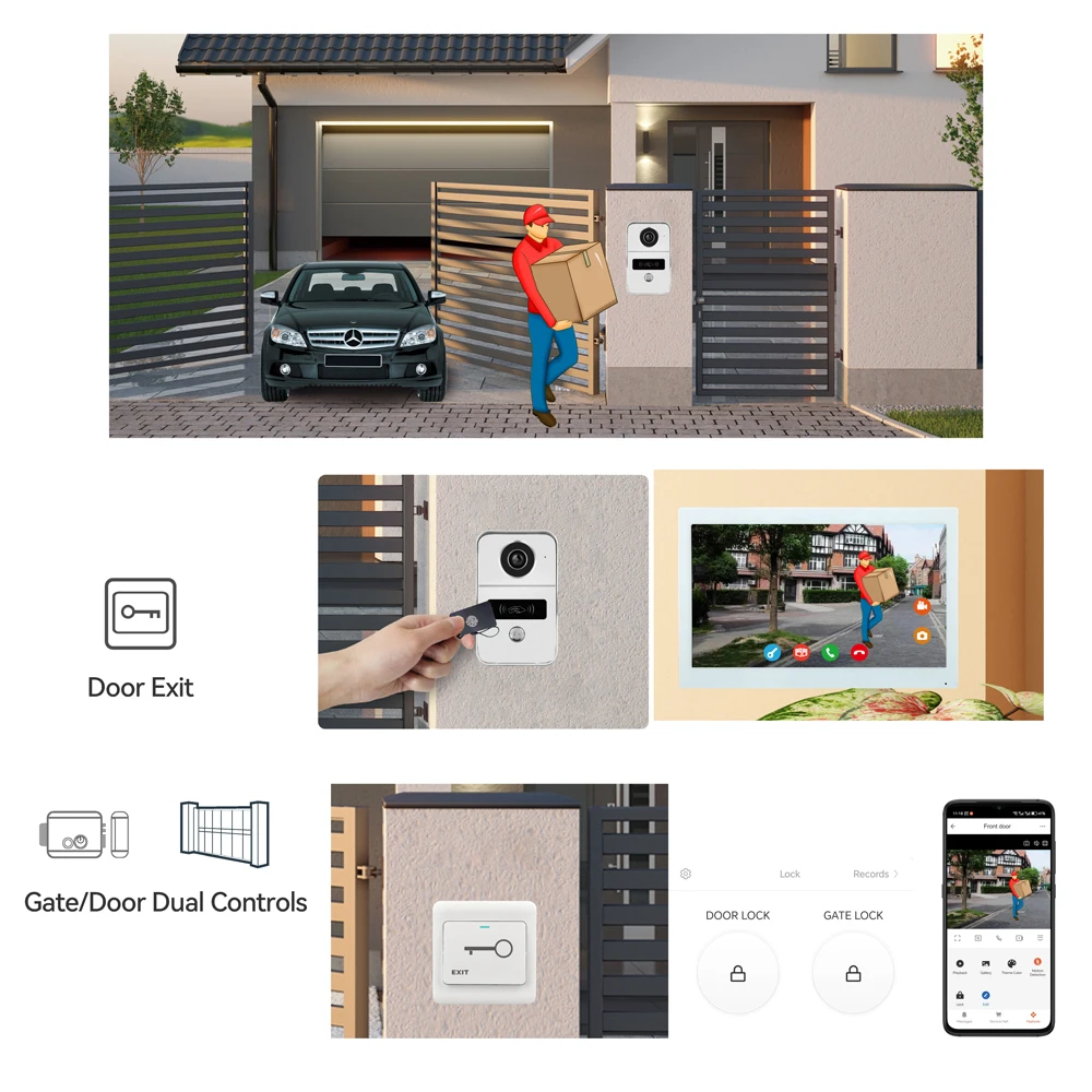 HD 1080P 2 Wire 7/10inch Touch Monitor WiFi Intercom Door Bell Video Intercom System For Home Doorphone Tuya Smart Life APP