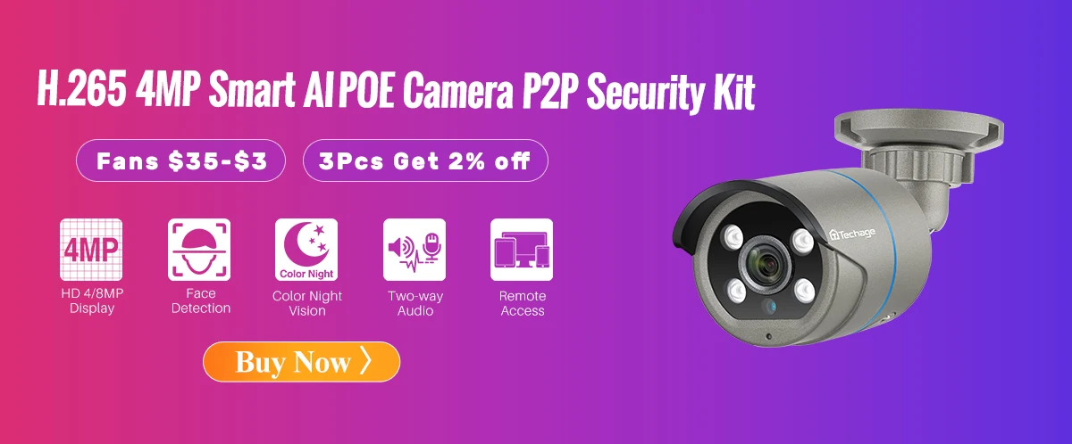 Techage UHD 5MP 4K 8MP камера безопасности POE Smart AI Человек обнаруживает наружное двустороннее аудио IP камера CCTV