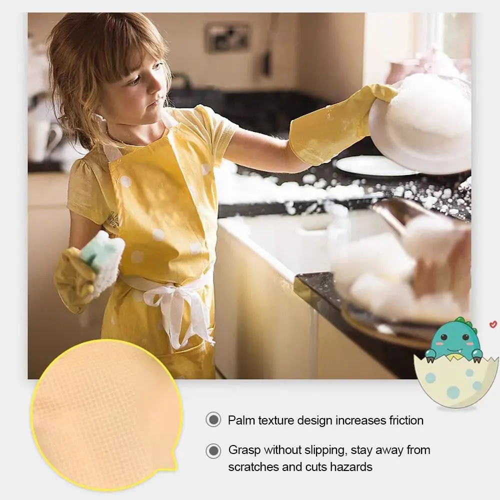 New Thickening 26CM Kids Work Gloves Rubber Red Yellow Blue Child Househeld Gloves Sleeveless Cleaning Gloves Washing Dishes
