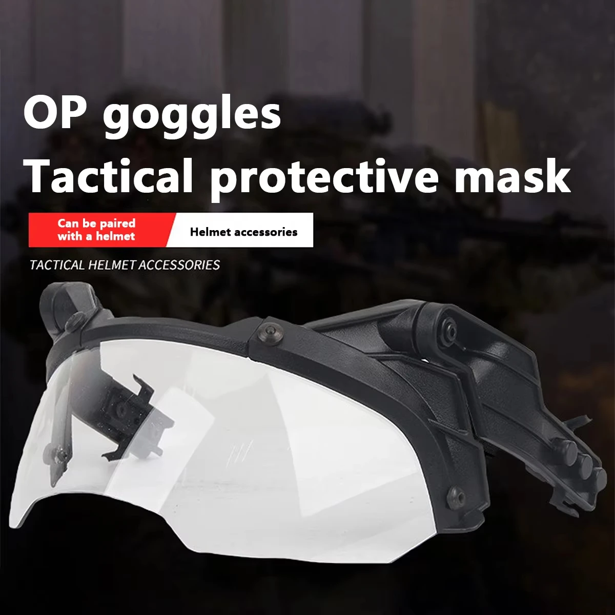 BOOIU Tactical Helmet Goggles Adjustable OP Goggles For FAST Helmet 90 Degree Detachable Hunting CS Games Protection Goggles