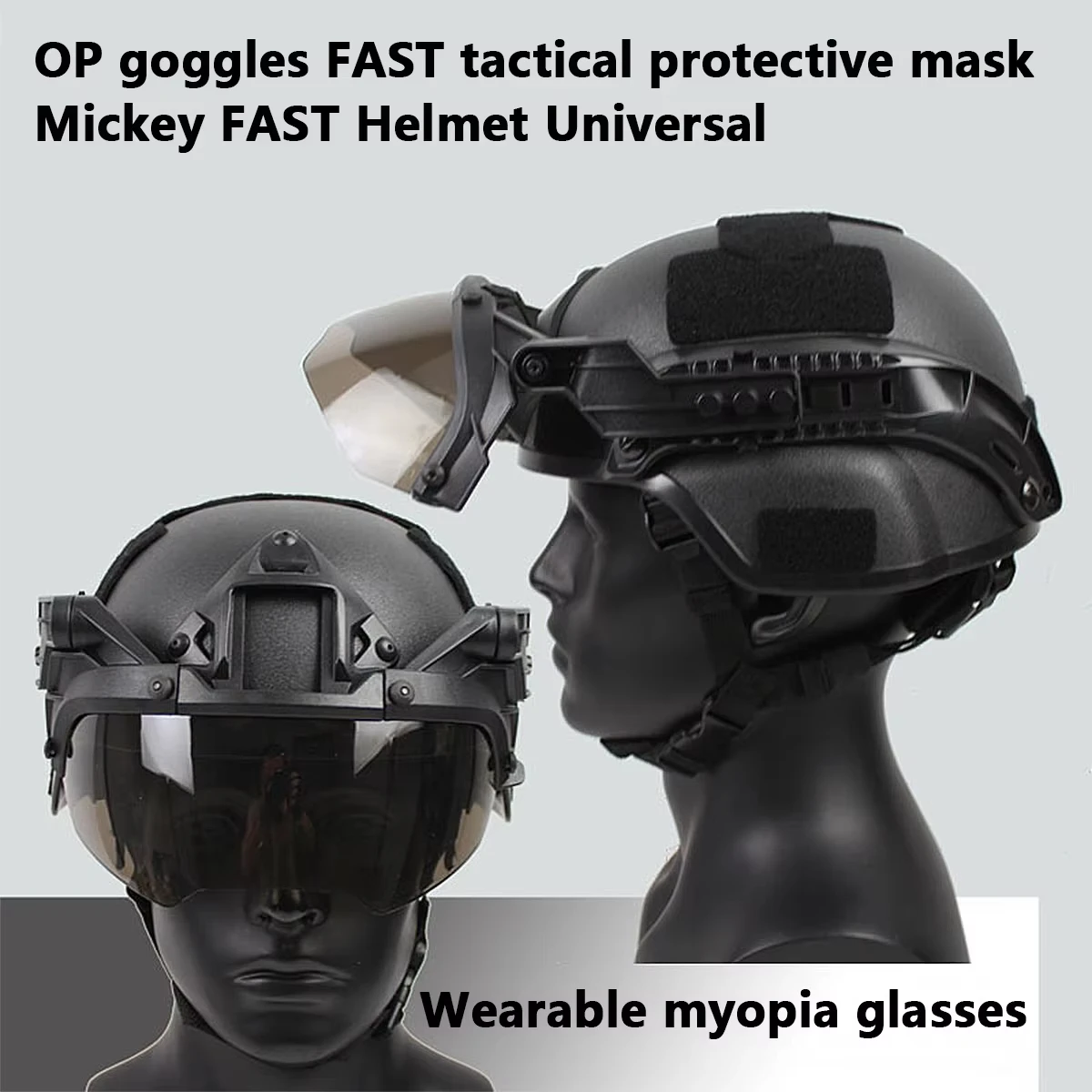 BOOIU Tactical Helmet Goggles Adjustable OP Goggles For FAST Helmet 90 Degree Detachable Hunting CS Games Protection Goggles