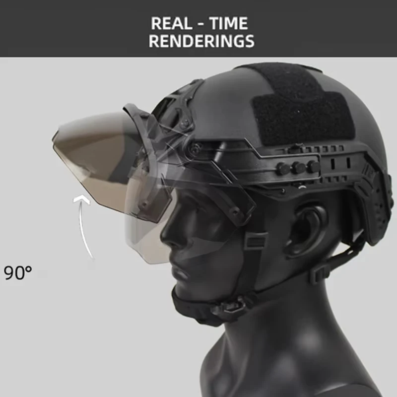BOOIU Tactical Helmet Goggles Adjustable OP Goggles For FAST Helmet 90 Degree Detachable Hunting CS Games Protection Goggles
