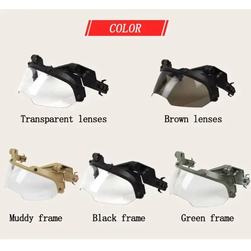 BOOIU Tactical Helmet Goggles Adjustable OP Goggles For FAST Helmet 90 Degree Detachable Hunting CS Games Protection Goggles