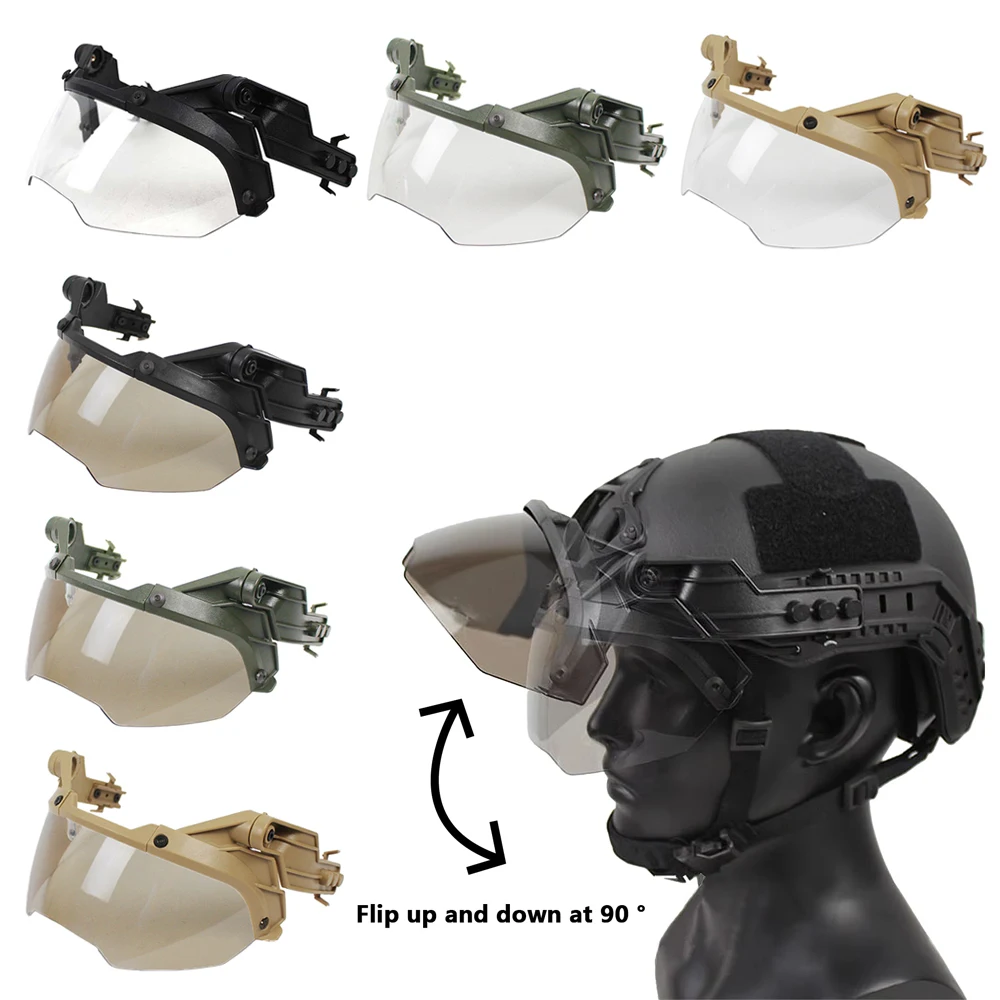 BOOIU Tactical Helmet Goggles Adjustable OP Goggles For FAST Helmet 90 Degree Detachable Hunting CS Games Protection Goggles