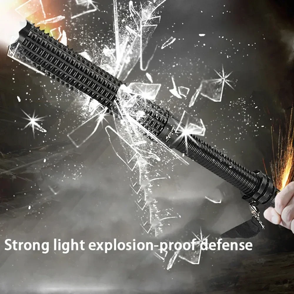 KDULIT Wolf Tooth Stick Flashlight Strong Light Charging Outdoor Super Bright Multi Functional Telescopic Self Defense Window