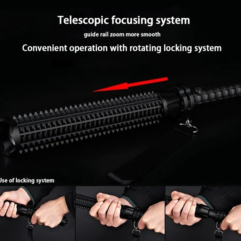 KDULIT Wolf Tooth Stick Flashlight Strong Light Charging Outdoor Super Bright Multi Functional Telescopic Self Defense Window