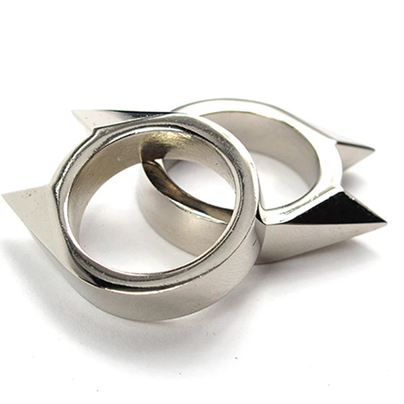 Adults Outdoor Survival Self-Defense Rings Broken Window Cat's Ear Safety Finger Rings Metal Defense Ring Self Defense Supplies