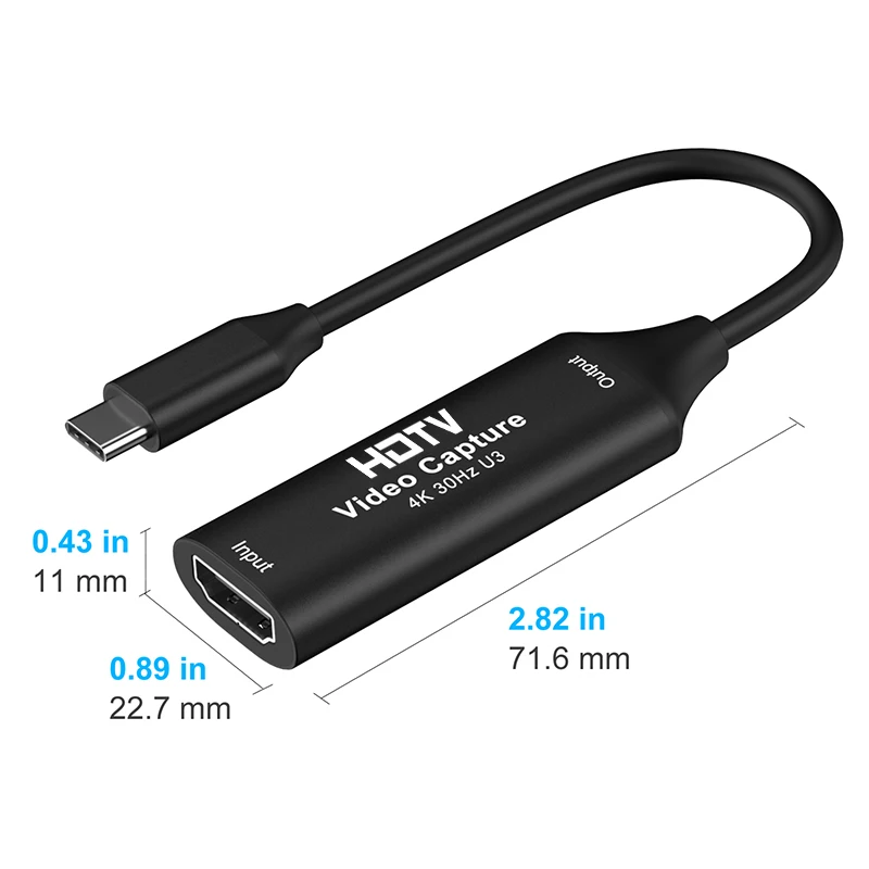 Type C USB 3.0/2.0 Video Capture Card HDTV 4K 30Hz MS2130 Game Grabber Record for Switch Xbox PS4/5 Live Broadcast