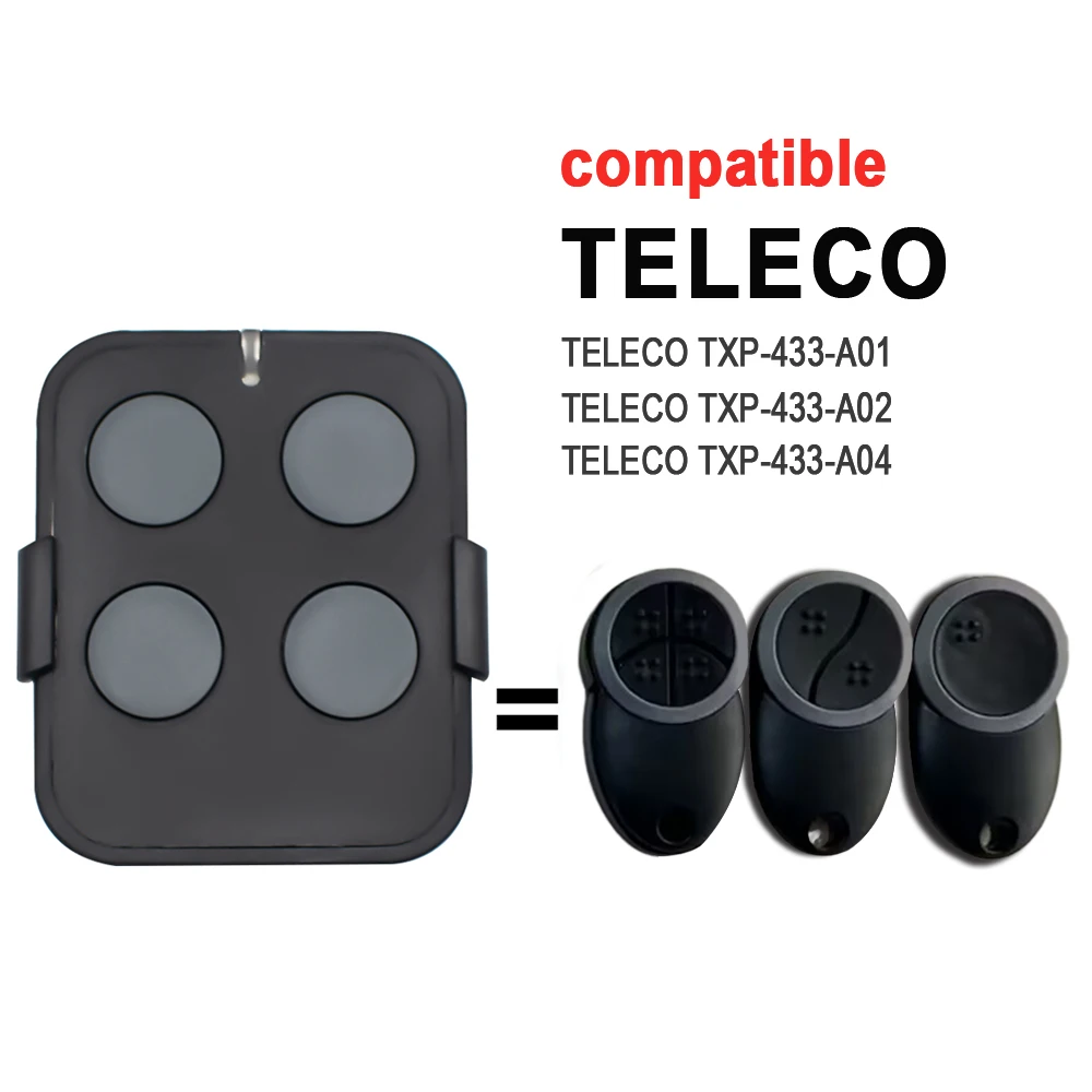 1/2/4 Buttons Teleco TXP433A01 TXP433A02 TXP433A04 TXP-433-A01 TXP-433-A02 TXP-433-A04 433.92MHz Rolling Code Garage Door Remote